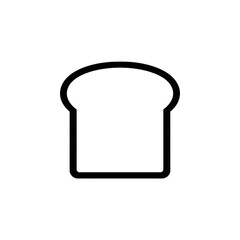 Simple black and white outline of a slice of bread on transparent background