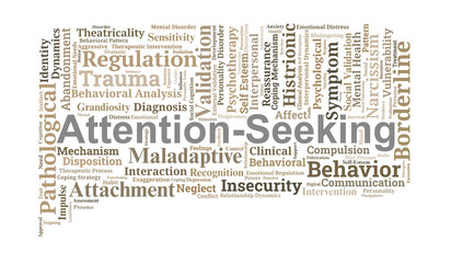 Attention-Seeking Behavior Word Cloud. Core Concepts in Clinical and Social Psychology