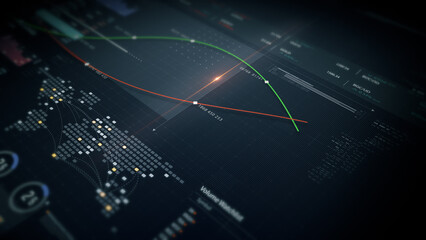 Dynamic data visuals for business info graphics, animated charts, and data-driven insights for a business meeting mock-up. Explore the world of trading, stock exchanges, and crypto
