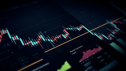Dynamic data visuals for business info graphics, animated charts, and data-driven insights for a business meeting mock-up. Explore the world of trading, stock exchanges, and crypto