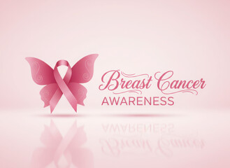 Pink butterfly ribbon for breast cancer awareness campaign symbol