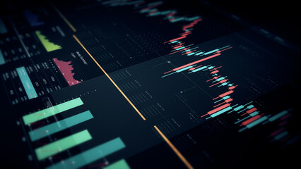 Dynamic data visuals for business info graphics, animated charts, and data-driven insights for a business meeting mock-up. Explore the world of trading, stock exchanges, and crypto