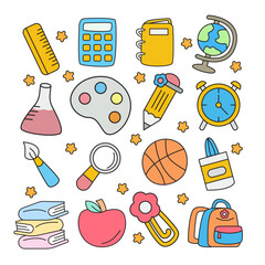 Back To School Full Pattern with Cute School Icons Illustration