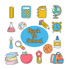 Bundle Collection of Back To School Cute School Icons Illustration