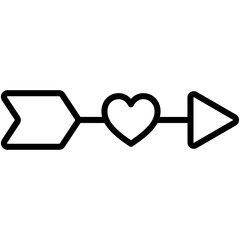 cupid arrow heart love and valentine thin line icon.