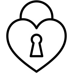 locked heart love and valentine thin line icon.