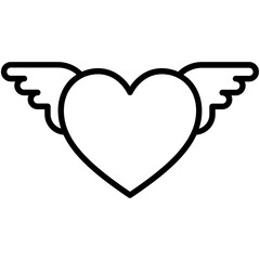 flying heart love and valentine thin line icon.