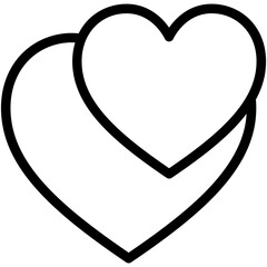 double heart love and valentine thin line icon.