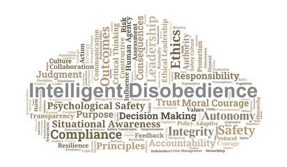 Intelligent Disobedience Word Cloud. Ethical Leadership and Safety Compliance Principles