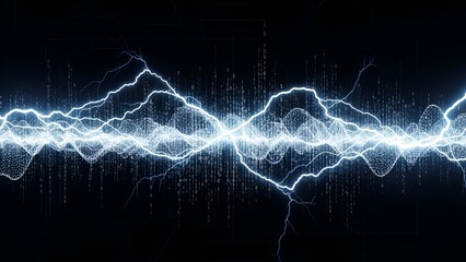 Electromagnetic wave propagation data rendering with binary code background concept