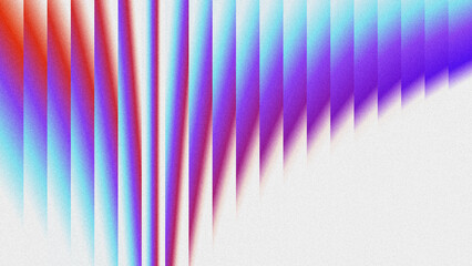Symmetrical vertical bands in orange, purple, cyan on a white textured background. Abstract gradient pattern with grainy noise, ideal for tech branding, digital art, or modern design.
