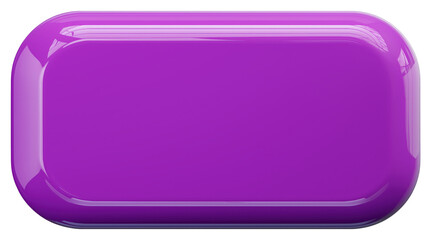 Glossy purple 3d rounded rectangle button isolated on transparent background.