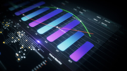 Dynamic data visuals for business info graphics, animated charts, and data-driven insights for a business meeting mock-up. Explore the world of trading, stock exchanges, and crypto