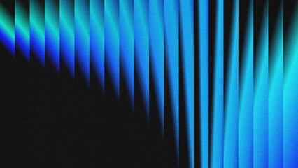 Symmetrical vertical beams in green, blue, and black gradients with grainy texture. Abstract motion and depth are ideal for tech branding, digital art, or modern visual design.
