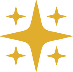Obraz premium A stylized golden Interface Element star icon surrounded by smaller stars on a clean white background