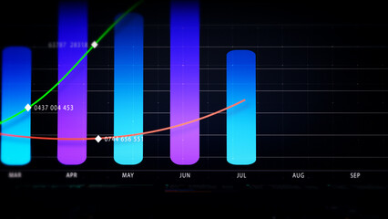 Dynamic data visuals for business info graphics, animated charts, and data-driven insights for a business meeting mock-up. Explore the world of trading, stock exchanges, and crypto