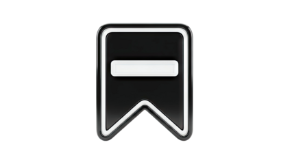 3D Icon of a Black Bookmark with White Stripe