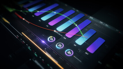 Dynamic data visuals for business info graphics, animated charts, and data-driven insights for a business meeting mock-up. Explore the world of trading, stock exchanges, and crypto
