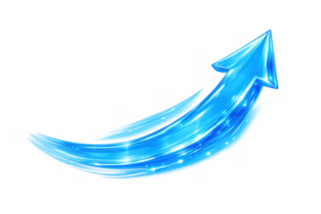 Blue arrow pointing up, representing growth, success, progress, data analysis, upward trend, and increasing business performance