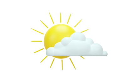3D Sun and Cloud Icon