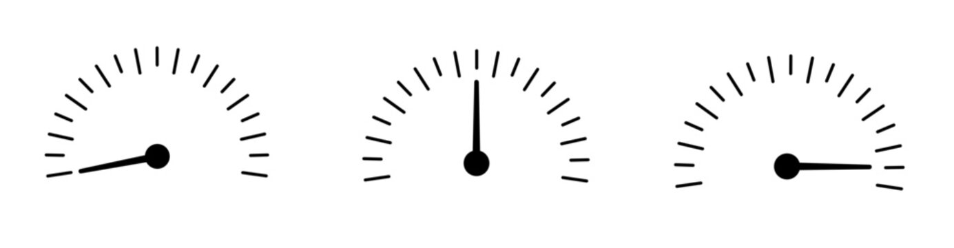 Speedometer gauge icons showing low, medium, and high levels 