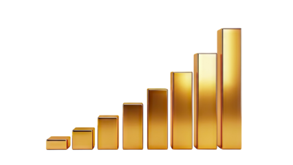 Golden Bar Chart Showing Upward Trend