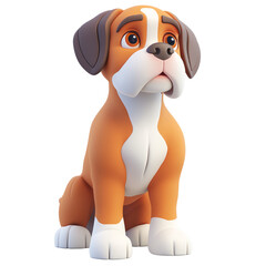 Sad Cartoon Dog Sitting. Isolated. Great For Kids Content!
