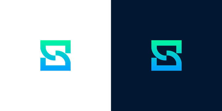 Dynamic letter S logo design with a vibrant blue and green gradient, symbolizing digital innovation, data, and modern technology for a sleek and impactful brand identity - Powered by Adobe