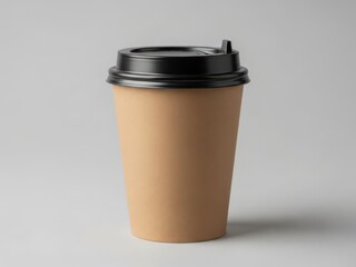 Single serve disposable coffee cup with black lid