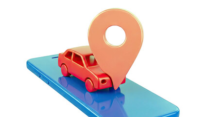 Car and Location Pin on Smartphone