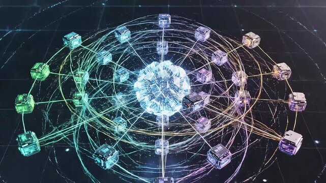 Futuristic digital sphere with cubes