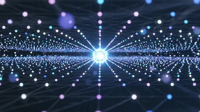 Abstract network of glowing dots