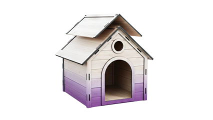 Modern Wooden Dog House with Purple Gradient