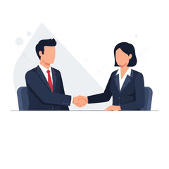 Obraz premium Business professionals sealing a deal or partnership agreement with a firm handshake demonstrating trust and mutual respect in a corporate setting illustration