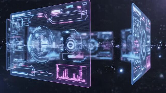 Futuristic digital interface in space