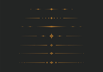 Luxury gold sparkle star line divider and line separator border decoration