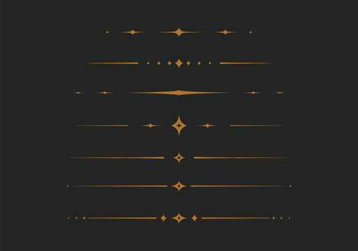 Luxury gold sparkle star line divider and line separator border decoration