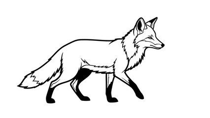 Stylized fox illustration in bold black and white outline against a plain background