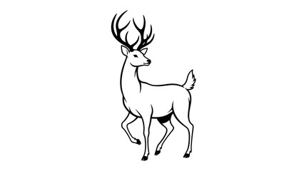 Elegant Silhouette of a Majestic Deer Standing Gracefully on a White Background