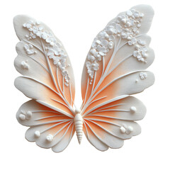 Delicate Butterfly Illustration With Floral Pattern On Wings. Concept Design.
