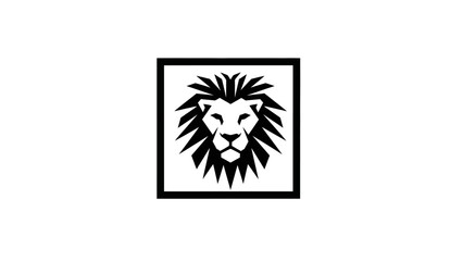 Bold and Striking: A Minimalist Lion Head Logo Design Encased in a Square Frame