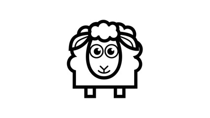 Stylized sheep illustration on white background created with black geometric shapes for digital use