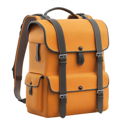 Vintage Leather Backpack Isolated. Stylish Bag For Travel, Hiking, Or Everyday Use.