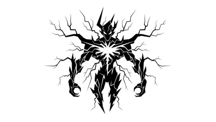 Dark Entity Silhouette: A Menacing Figure with Branch-like Extensions and Central Void