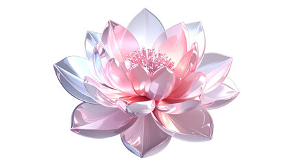 A luminous, ethereal lotus blossom with pink and white petals, isolated on black