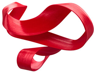 Flowing, glossy red ribbon in a graceful, looping, three-dimensional form