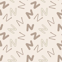 Fototapeta premium Seamless pattern with abstract letter Z shapes in neutral tones