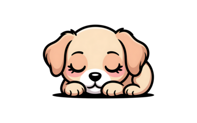 Cute sleeping puppy cartoon character isolated on transparent background
