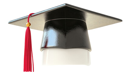 Graduation Cap With Red Tassel. Symbol Of Academic Achievement.