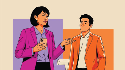 Strategic professional exchange during a vibrant digital conversation with mobile technology and